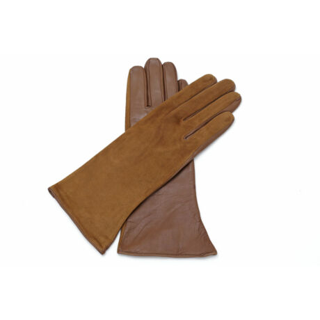 Women's silk lined leather gloves COGNAK(V)