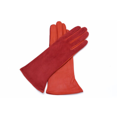 Women's silk lined leather gloves ORANGE