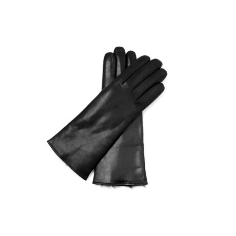 Women's hairsheep leather gloves lined with rabbit fur BLACK - only size 6,5
