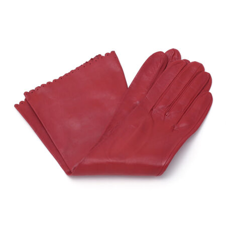 Women's long unlined leather gloves RED