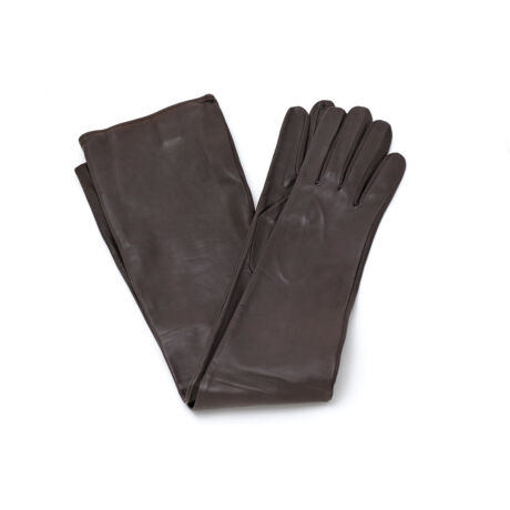 Women's long, unlined, hairsheep leather gloves BROWN