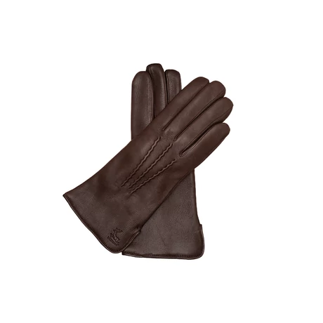 Women's deerskin leather gloves with wool lining BROWN