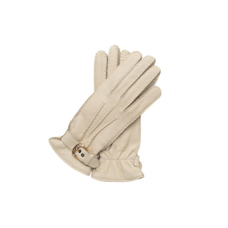 Women's deerskin leather gloves with wool lining BONE