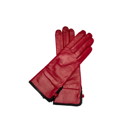 Women's hairsheep leather gloves lined with wool RED