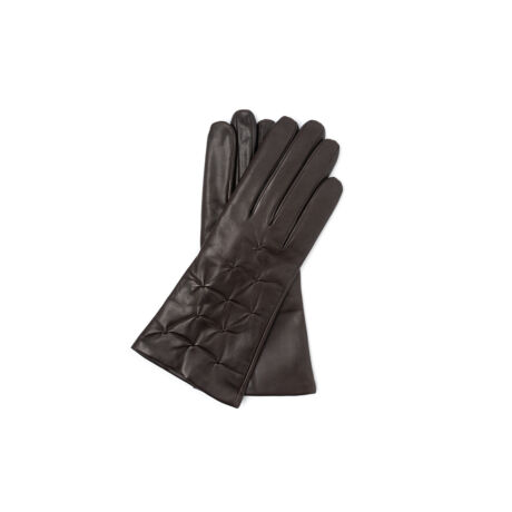 Women's hairsheep leather gloves lined with wool DARK BROWN