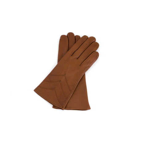 Women's silk lined leather gloves COGNAK