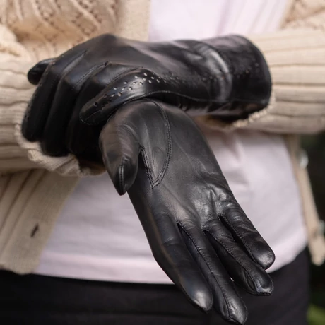 Women's unlined leather gloves BLACK: 2-S111-2-2 BLACK
