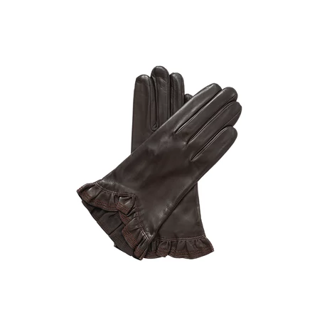 Women's silk lined leather gloves DARK BROWN