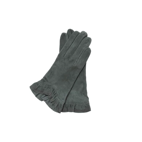 Women's silk lined suede leather gloves SHALE