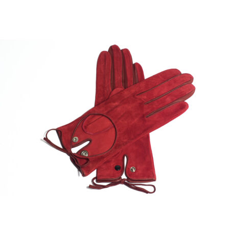 Women's suede leather unlined gloves RED