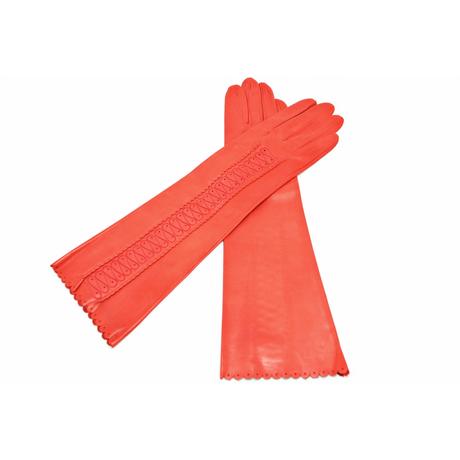 Women's long unlined leather gloves CORAL