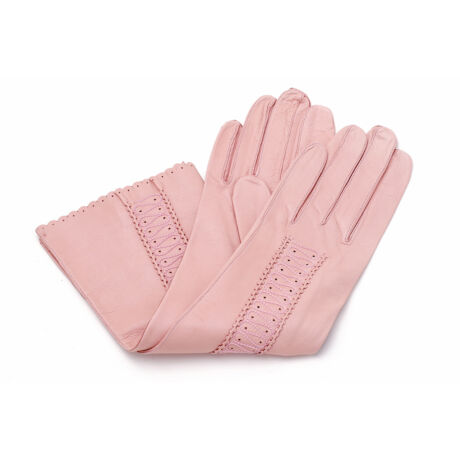 Women's long unlined leather gloves PINK