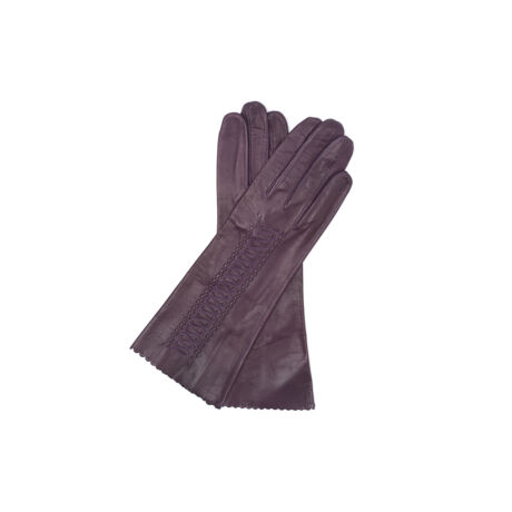 Women's unlined leather gloves AUBERGINE