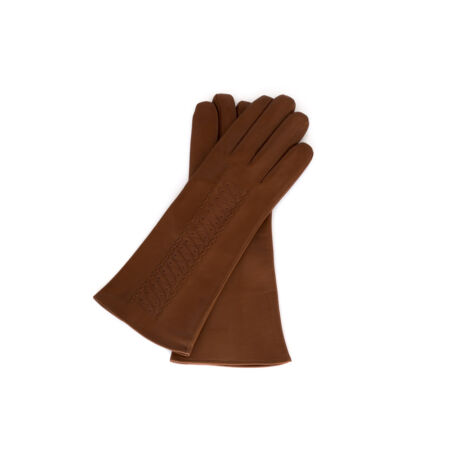 Women's silk lined leather gloves COGNAK