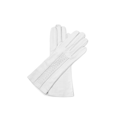 Women's silk lined leather gloves WHITE