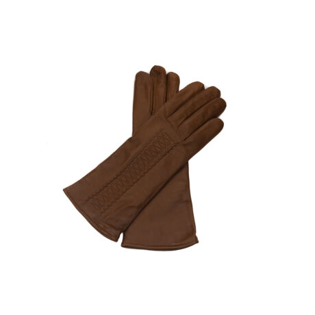 Women's hairsheep leather gloves lined with wool COGNAC