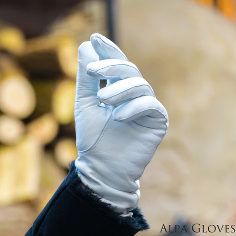 Women's hairsheep leather gloves lined with wool WHITE: 2-S44S-2-4