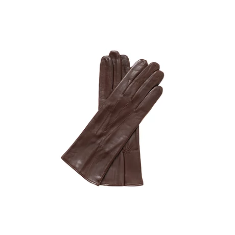 Women's silk lined leather gloves BROWN