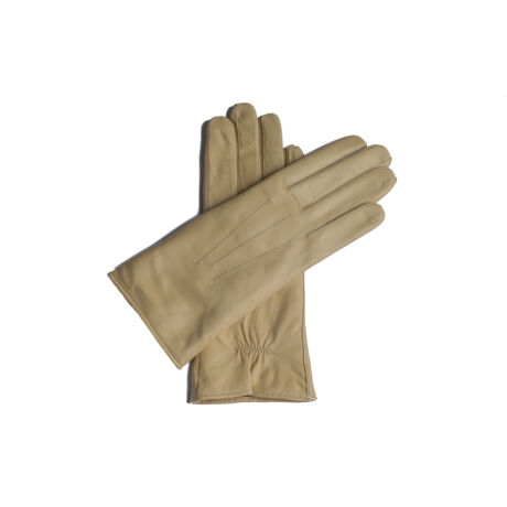 Women's leather gloves lined with wool BEIGE