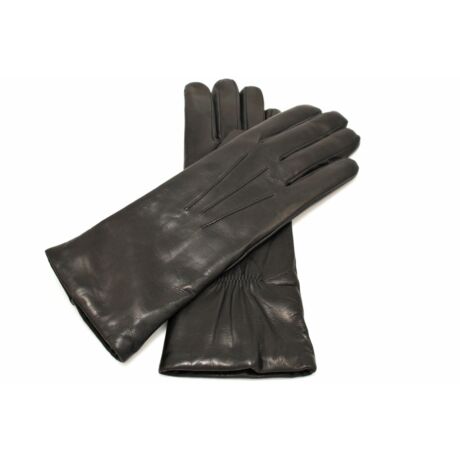 Women's leather gloves lined with wool BLACK