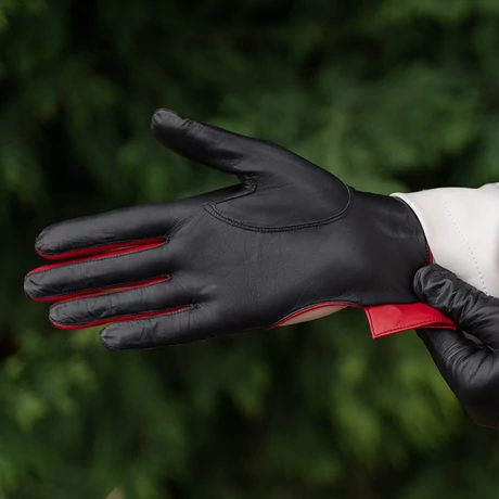 Women's hairsheep leather unlined gloves BLACK(R): 2-NA20-2