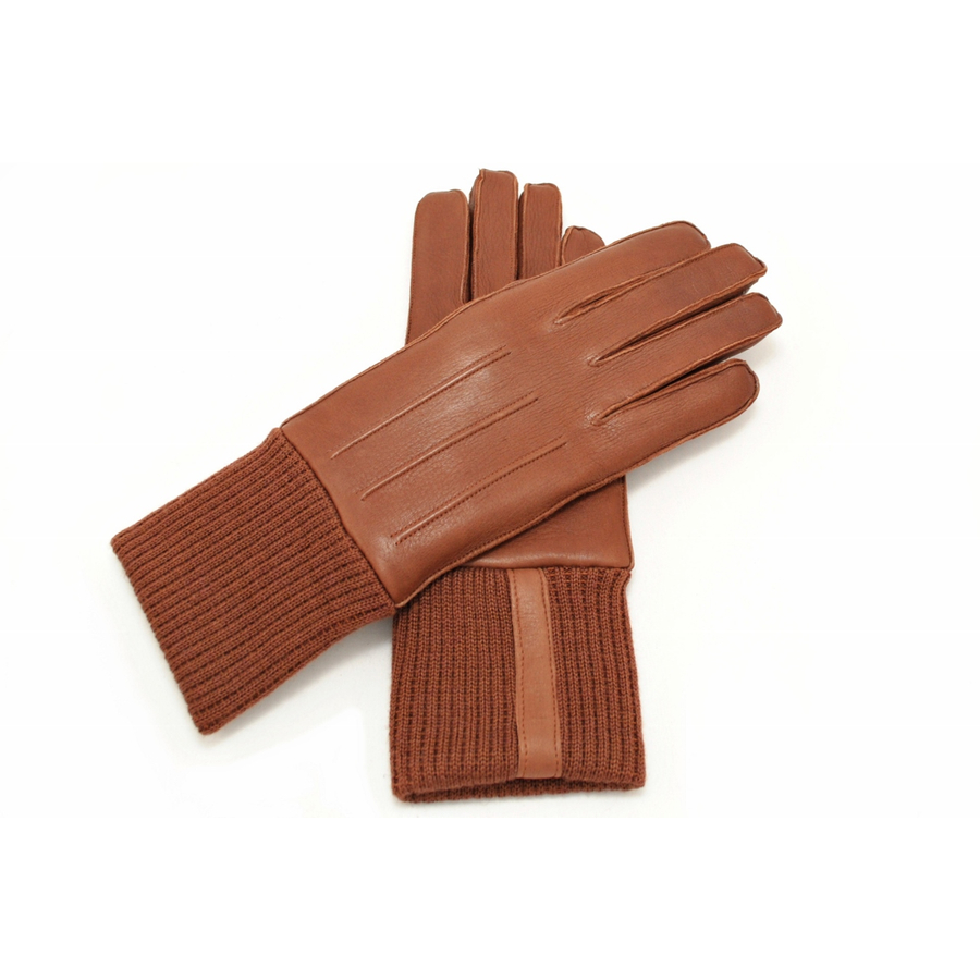 womens fur lined brown leather gloves