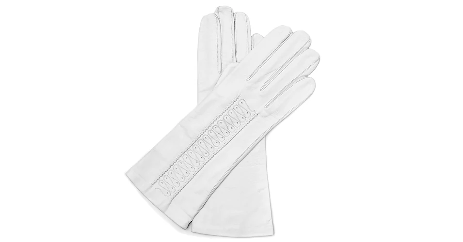 chinese dress ladies Women's Three-Point Long Opera Leather Gloves, White / 8 main image 1