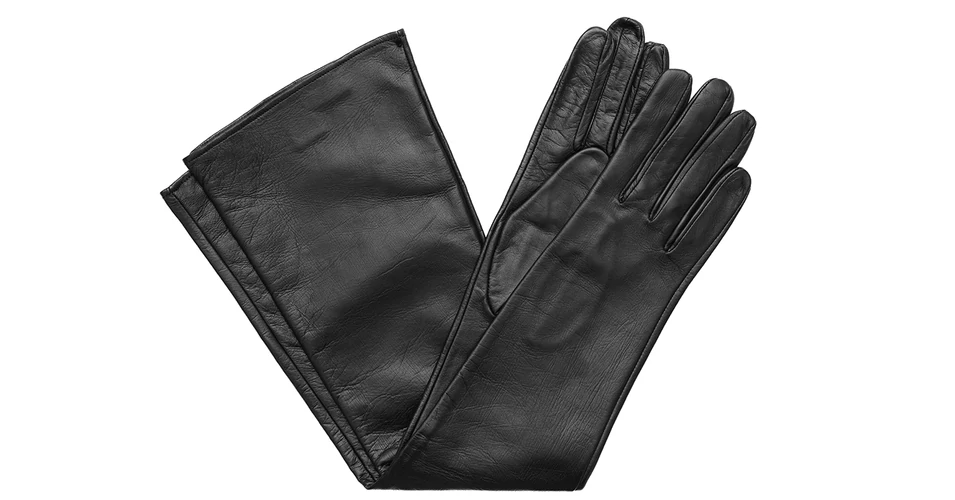Women's long hairsheep leather gloves, rayon lined BLACK: 2
